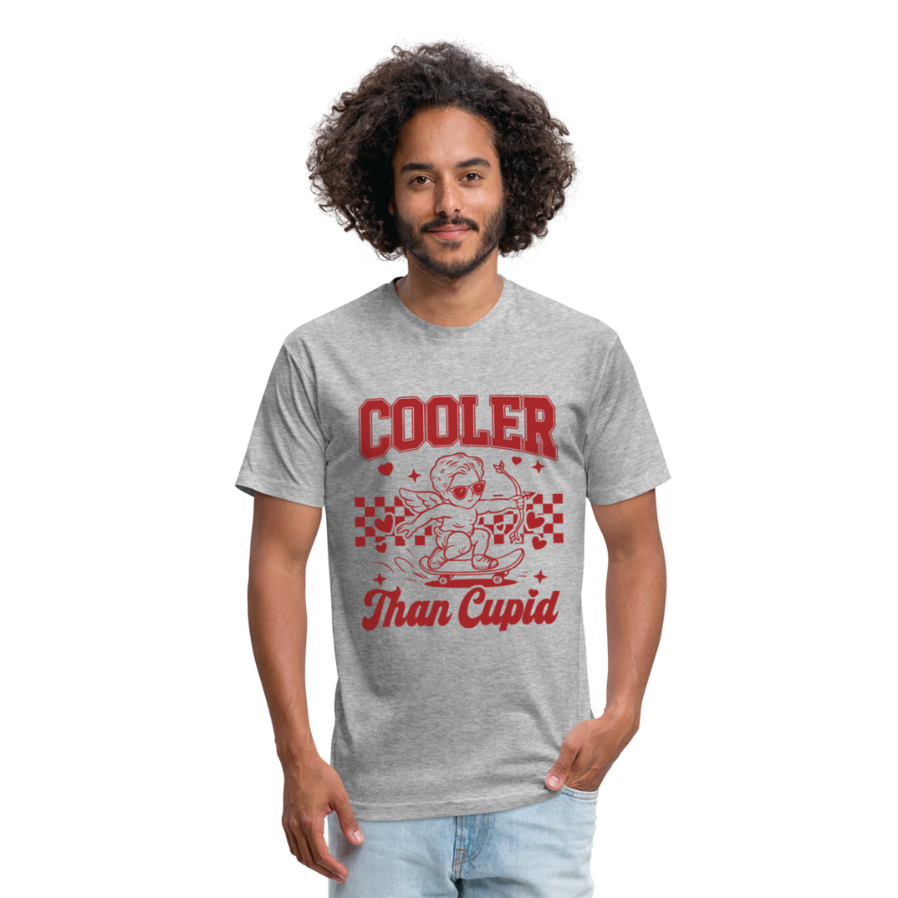 Men’s Graphic Fitted Tee - Cooler Than Cupid Design - heather gray