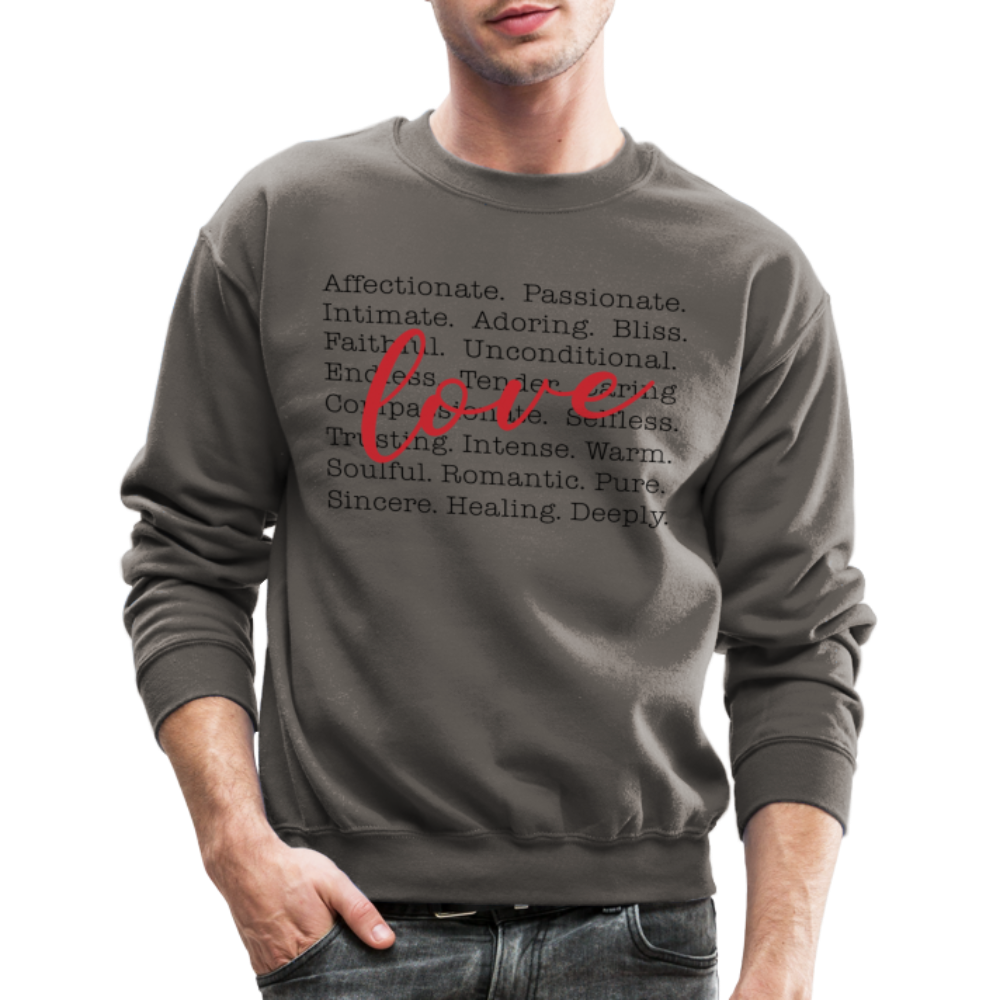 Bold Love Synonyms With Cupid Unisex Crewneck Sweatshirt - asphalt gray