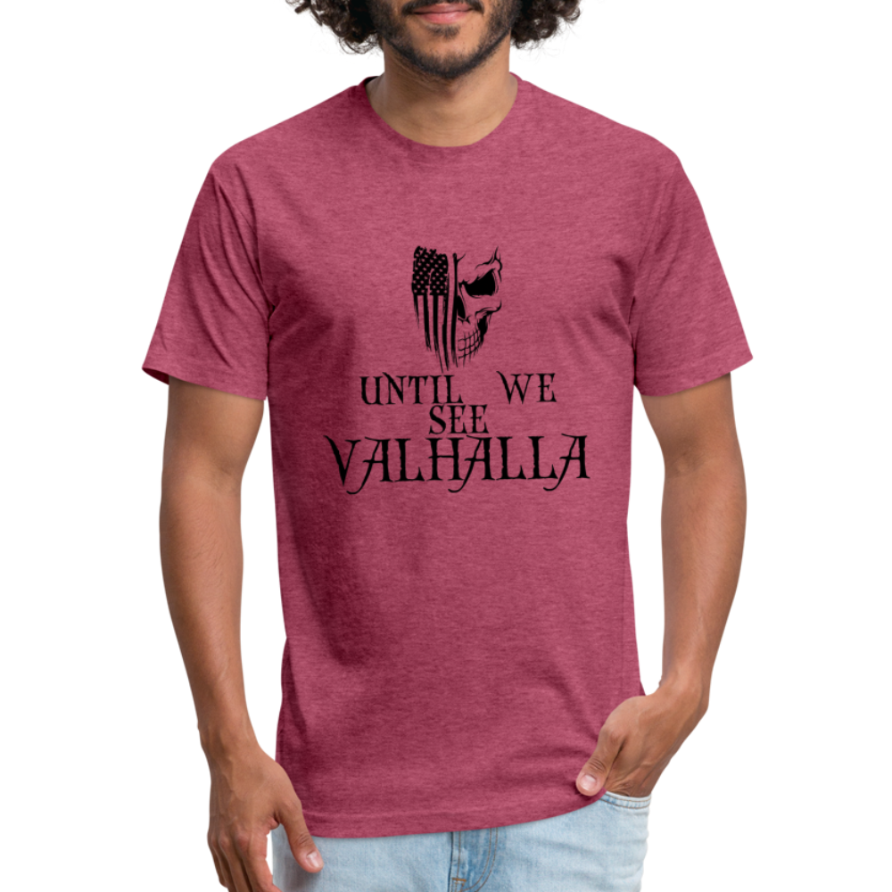 Until We See Valhalla USA Skull Fitted Cotton/Poly Men's T-Shirt by Next Level - heather burgundy