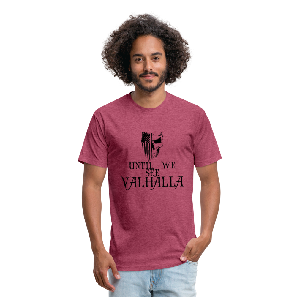 Until We See Valhalla USA Skull Fitted Cotton/Poly Men's T-Shirt by Next Level - heather burgundy