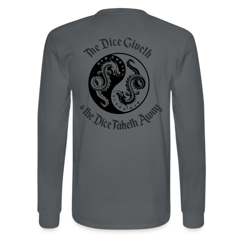 The Dice Giveth and the Dice Taketh Away D&D Men's Long Sleeve T-Shirt - charcoal