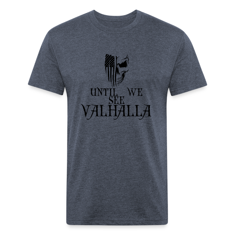 Until We See Valhalla USA Skull Fitted Cotton/Poly Men's T-Shirt by Next Level - heather navy