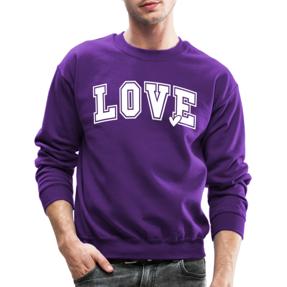 Valentine’s Day Unisex Crewneck Sweatshirt – "Love" Edition - purple