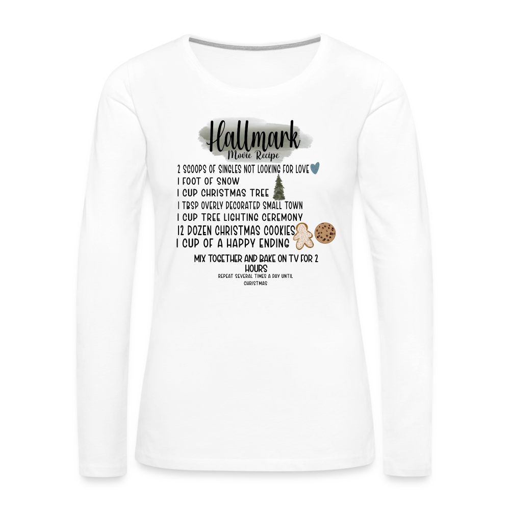 Christmas Movie Recipe Women's Premium Long Sleeve T-Shirt - white