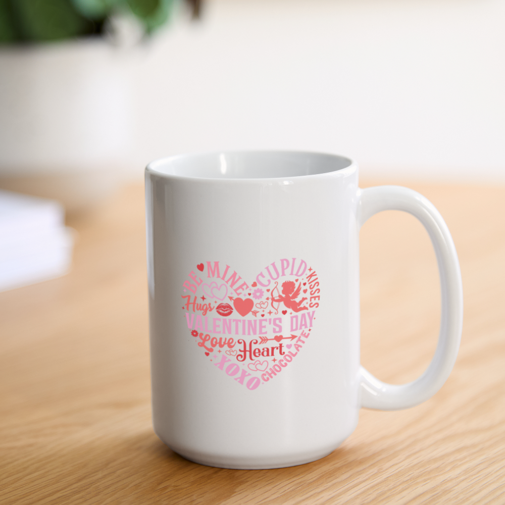 Valentine’s Day Mug 15oz– Heart of Love Words Design - white