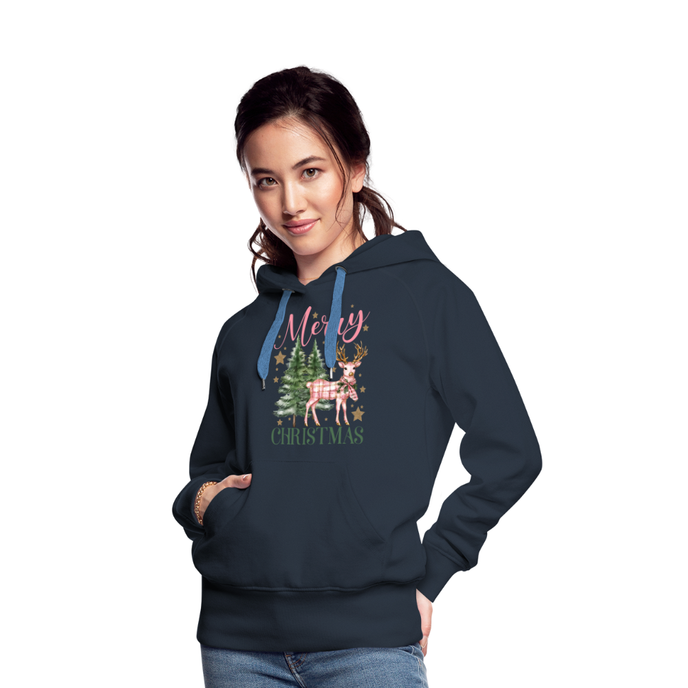 Charming Pink Merry Christmas Women’s Premium Hoodie - navy