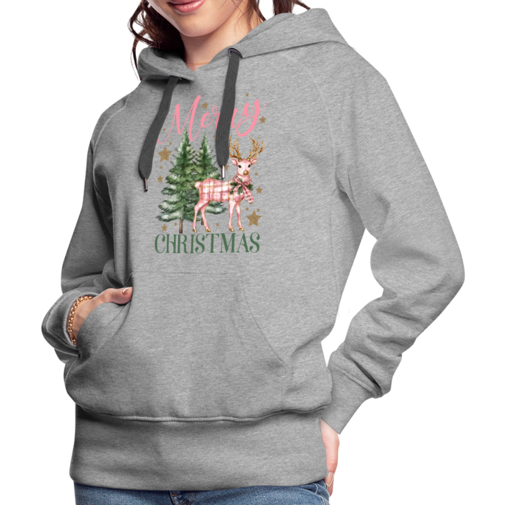 Charming Pink Merry Christmas Women’s Premium Hoodie - heather grey