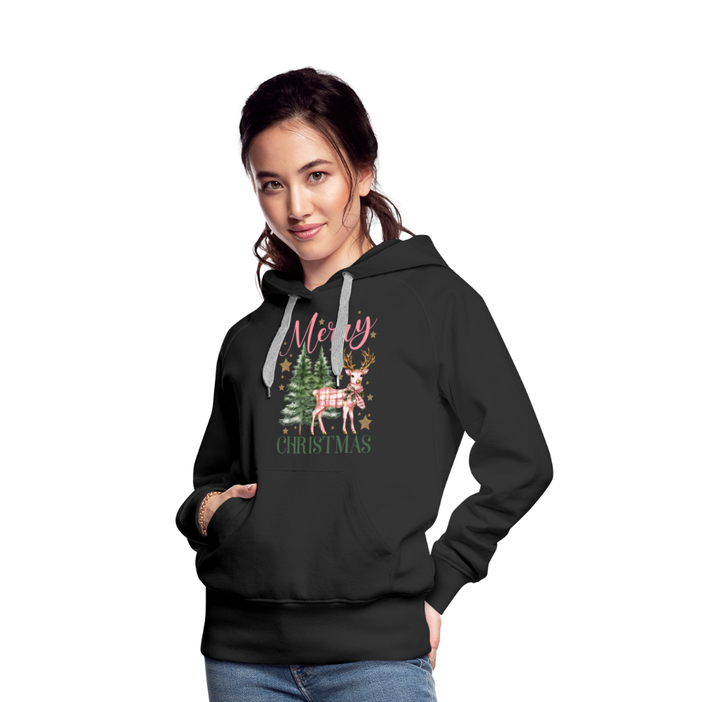 Charming Pink Merry Christmas Women’s Premium Hoodie - black