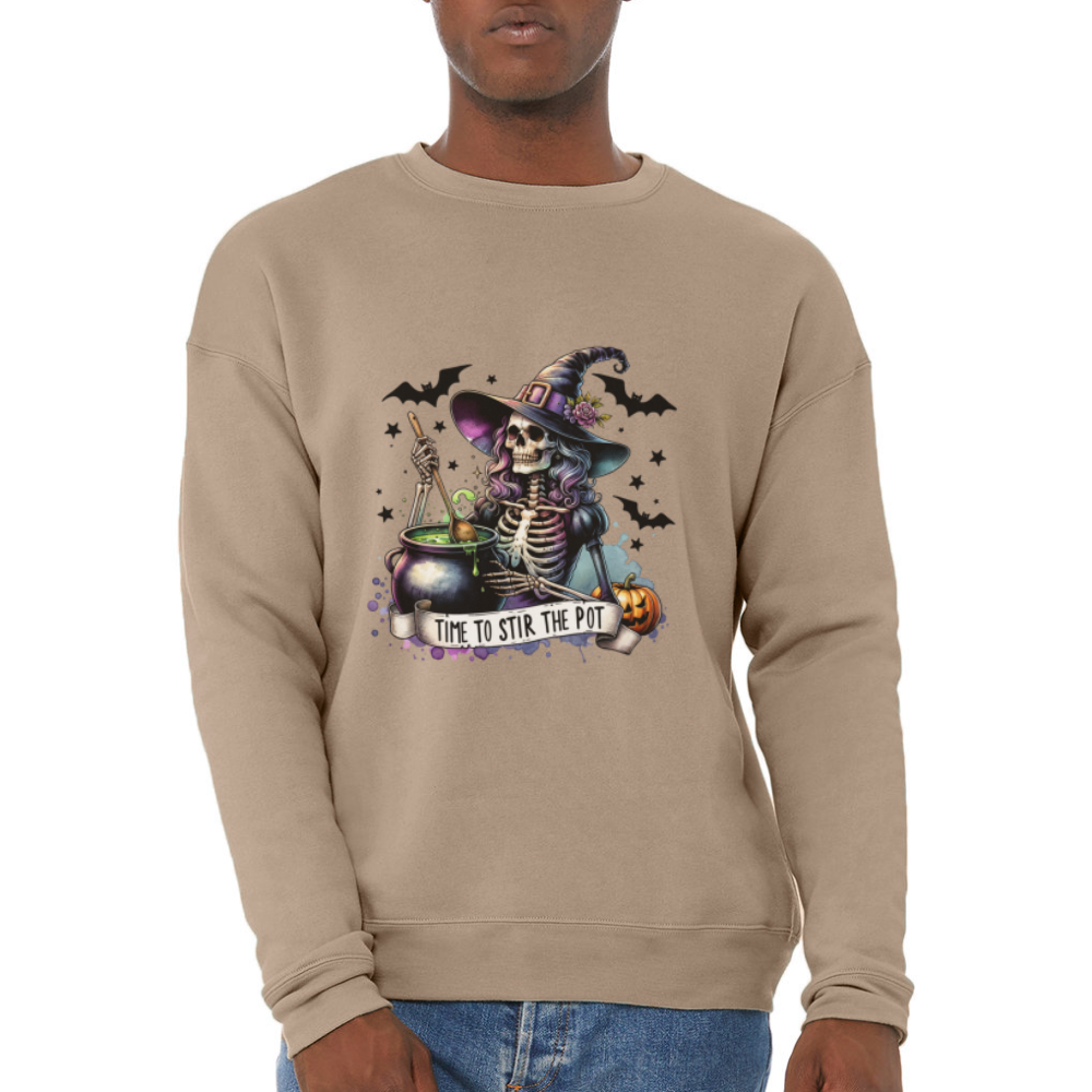 Time to Stir the Pot: Witchy Halloween Unisex Sweatshirt - tan