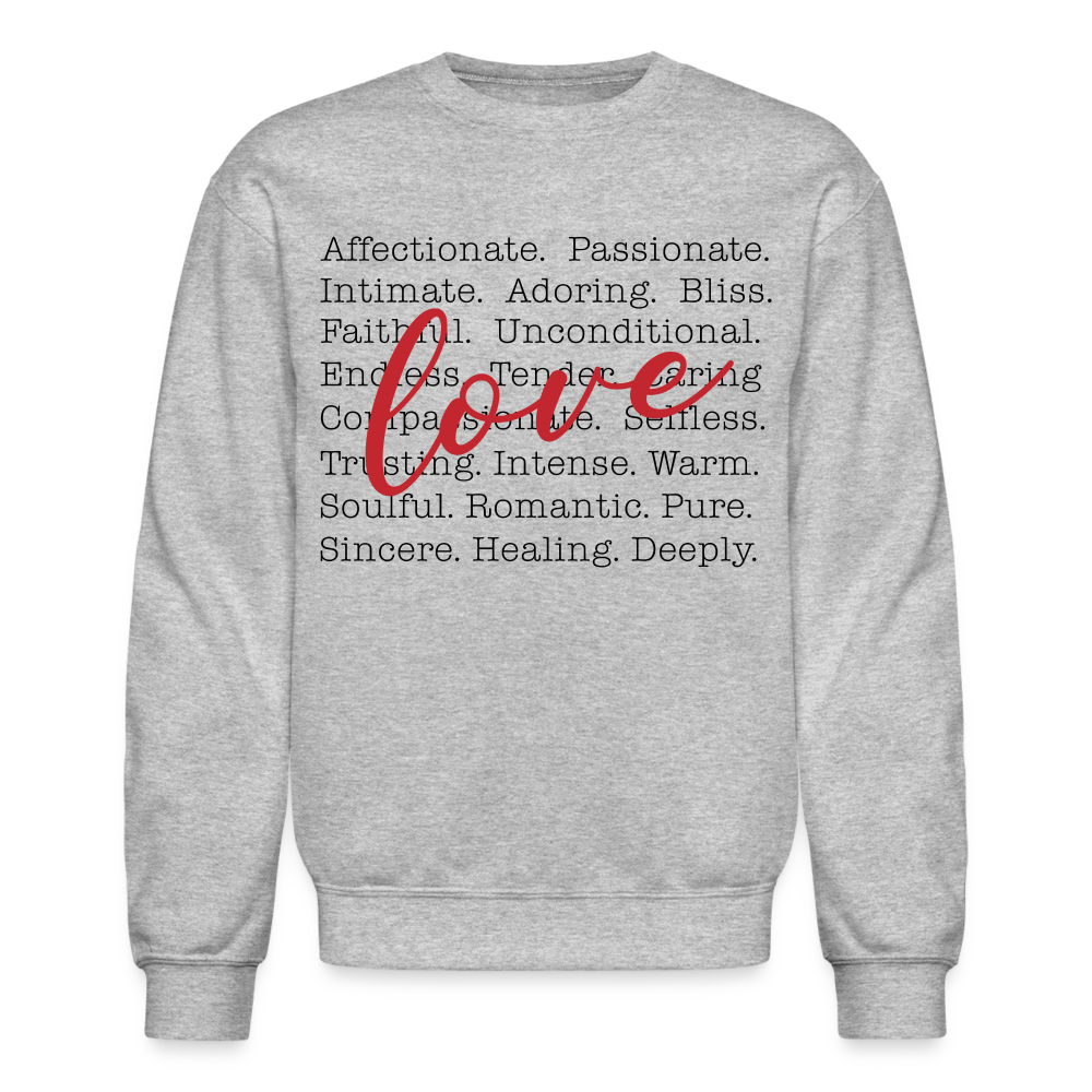 Bold Love Synonyms Women's Crewneck Sweatshirt - heather gray