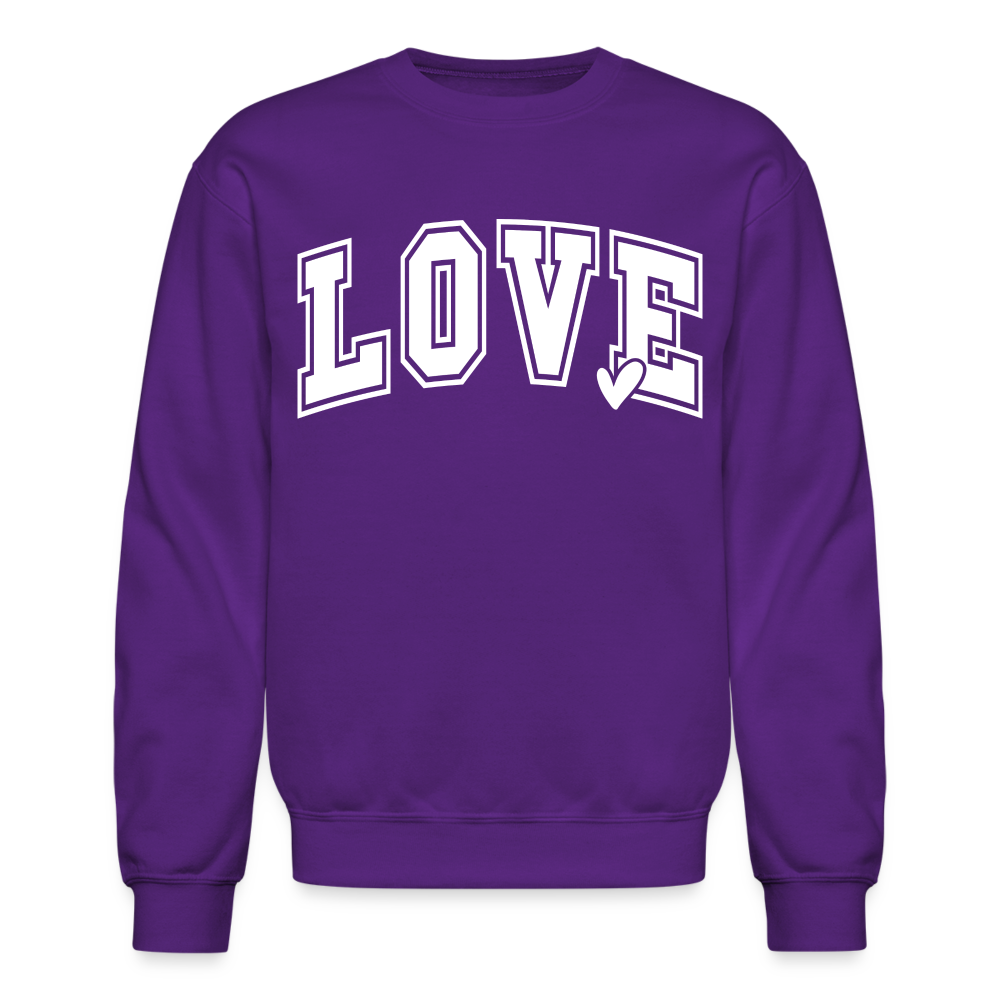 Valentine’s Day Unisex Crewneck Sweatshirt – "Love" Edition - purple