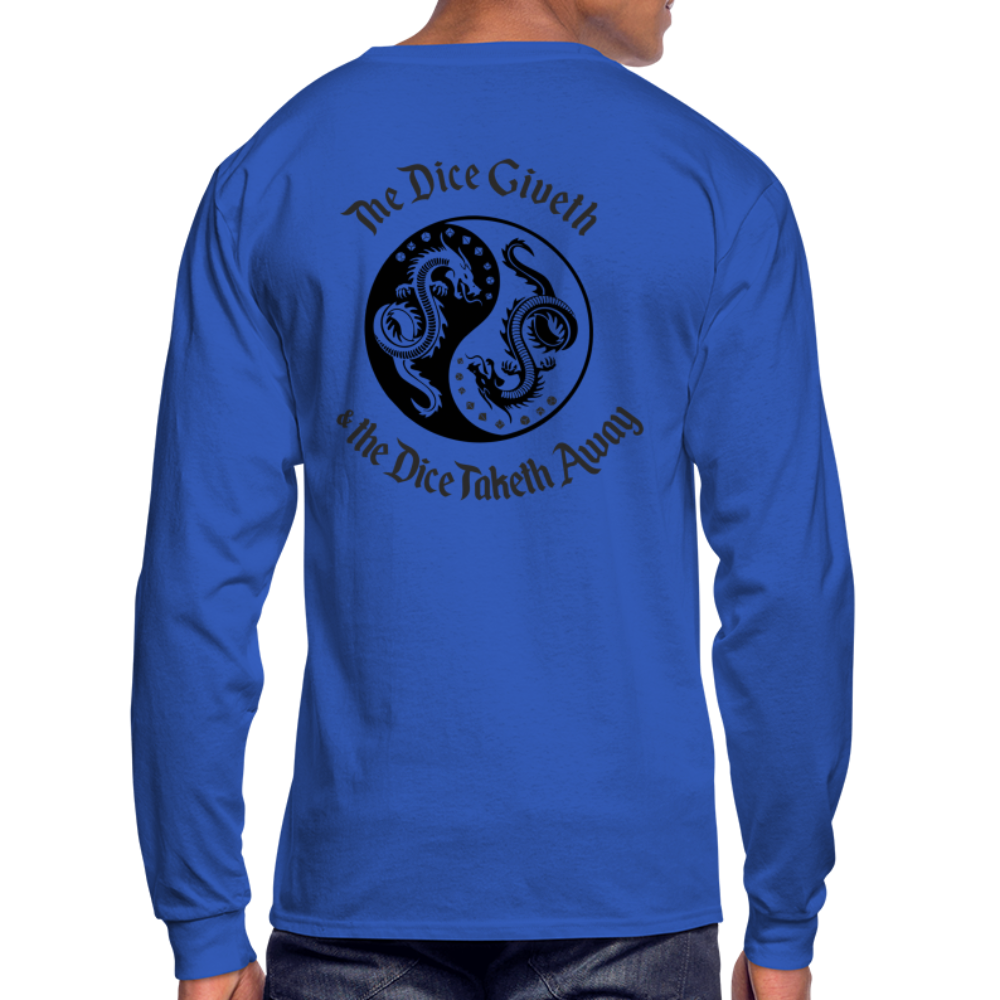 The Dice Giveth and the Dice Taketh Away D&D Men's Long Sleeve T-Shirt - royal blue