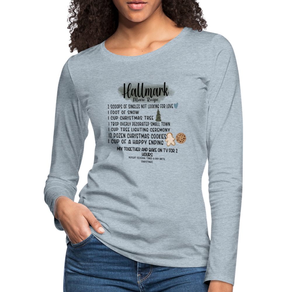 Christmas Movie Recipe Women's Premium Long Sleeve T-Shirt - heather ice blue