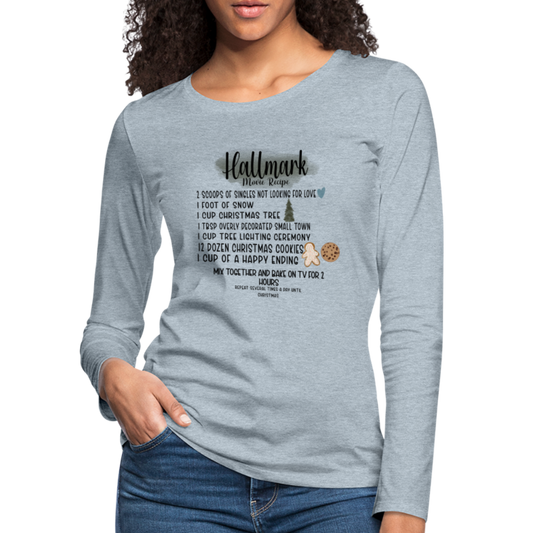 Christmas Movie Recipe Women's Premium Long Sleeve T-Shirt - heather ice blue