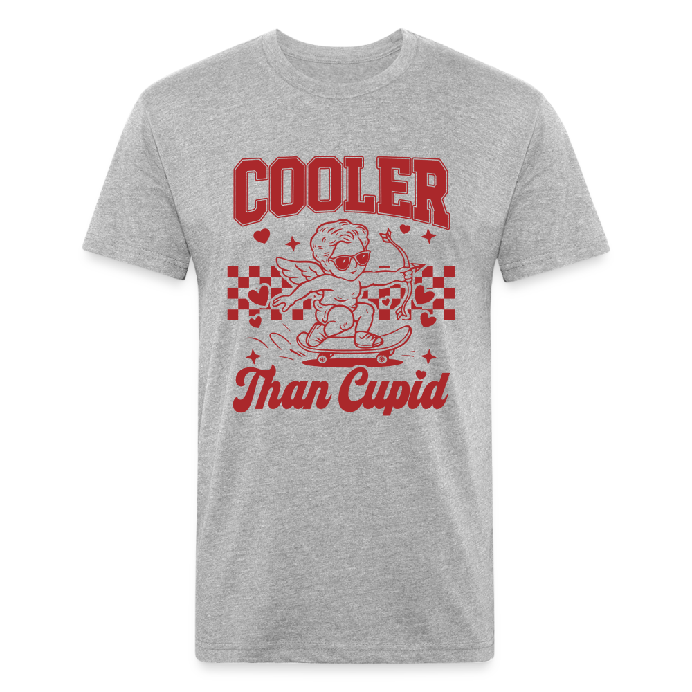 Men’s Graphic Fitted Tee - Cooler Than Cupid Design - heather gray