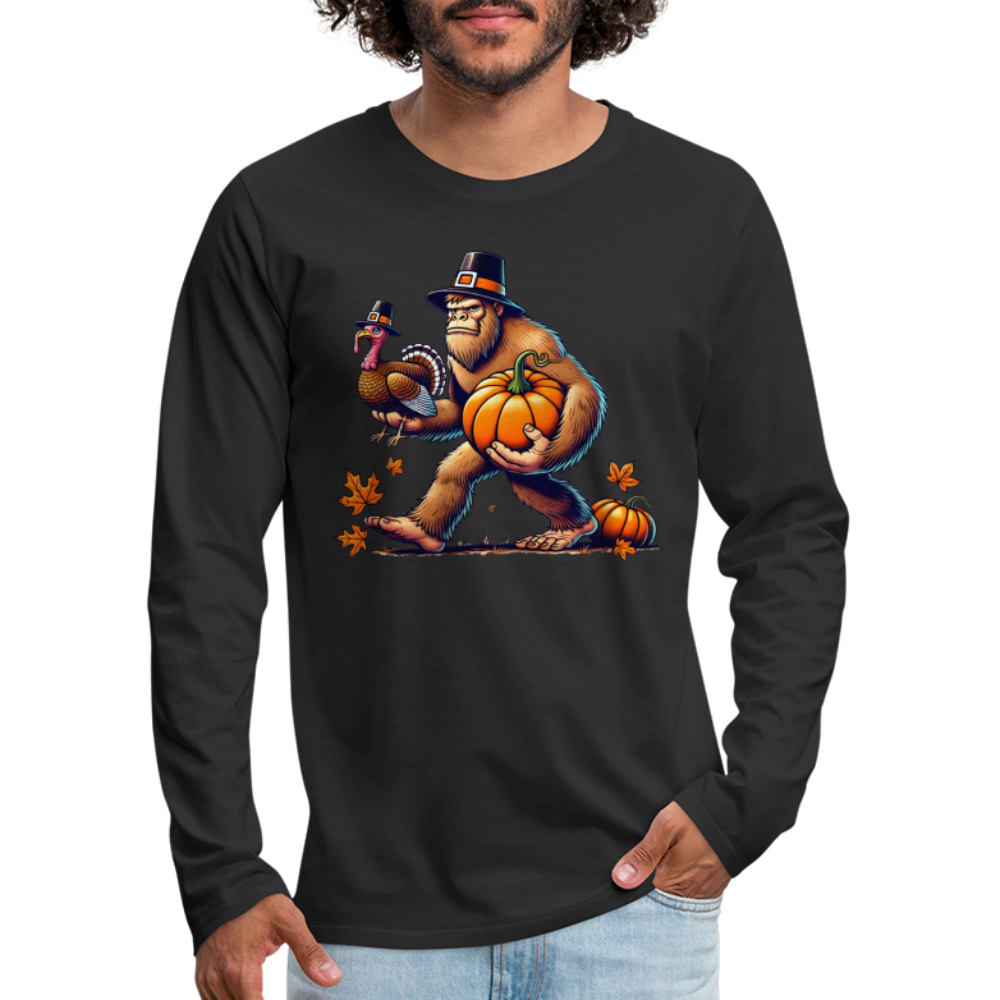 Bigfoot Thanksgiving Men's Long Sleeve T-Shirt - black