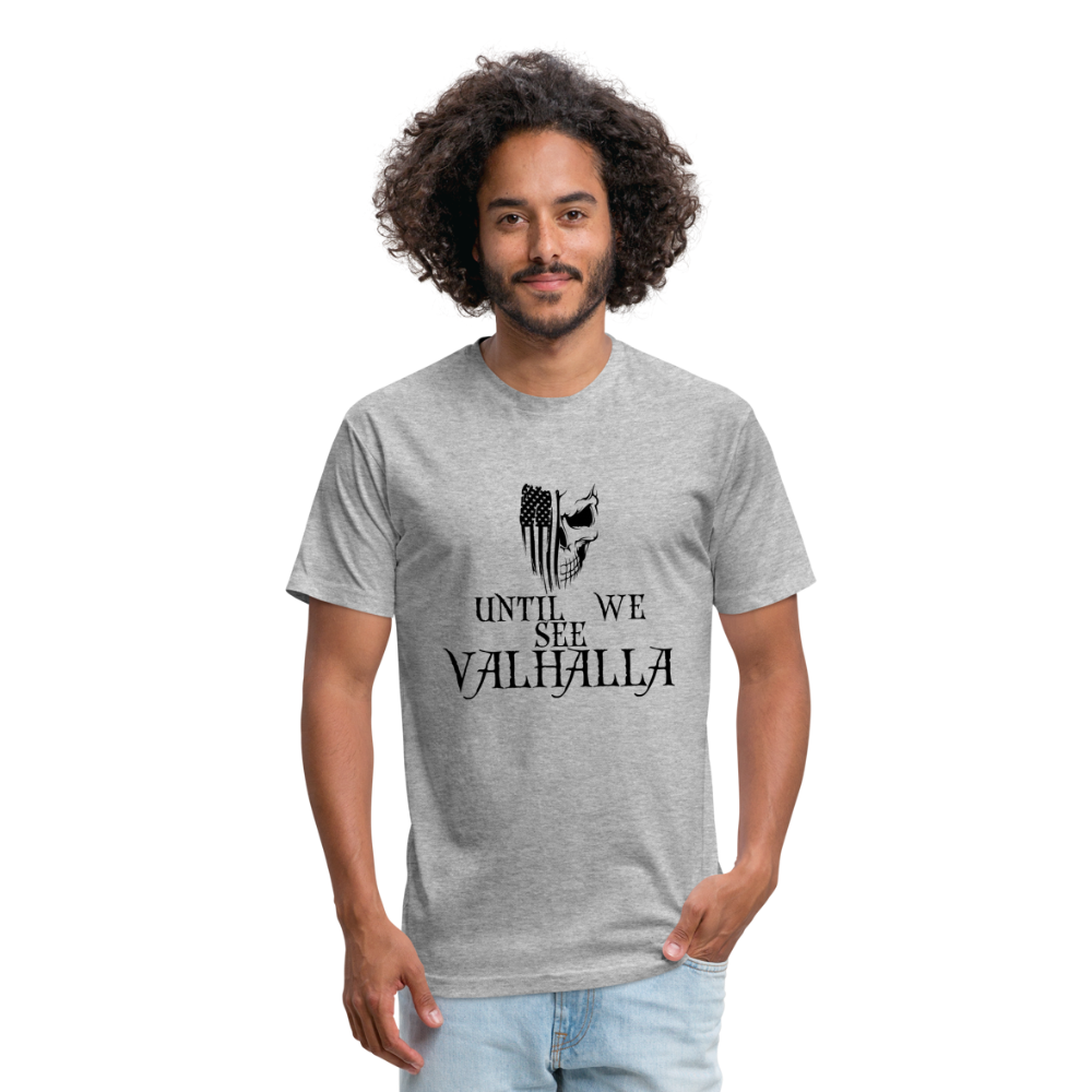 Until We See Valhalla USA Skull Fitted Cotton/Poly Men's T-Shirt by Next Level - heather gray