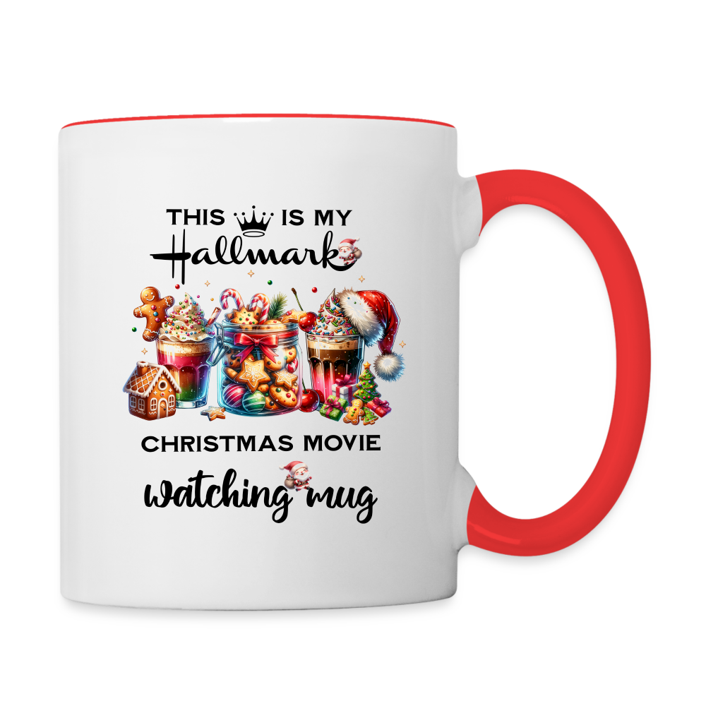 Christmas movie watching Coffee Mug - white/red