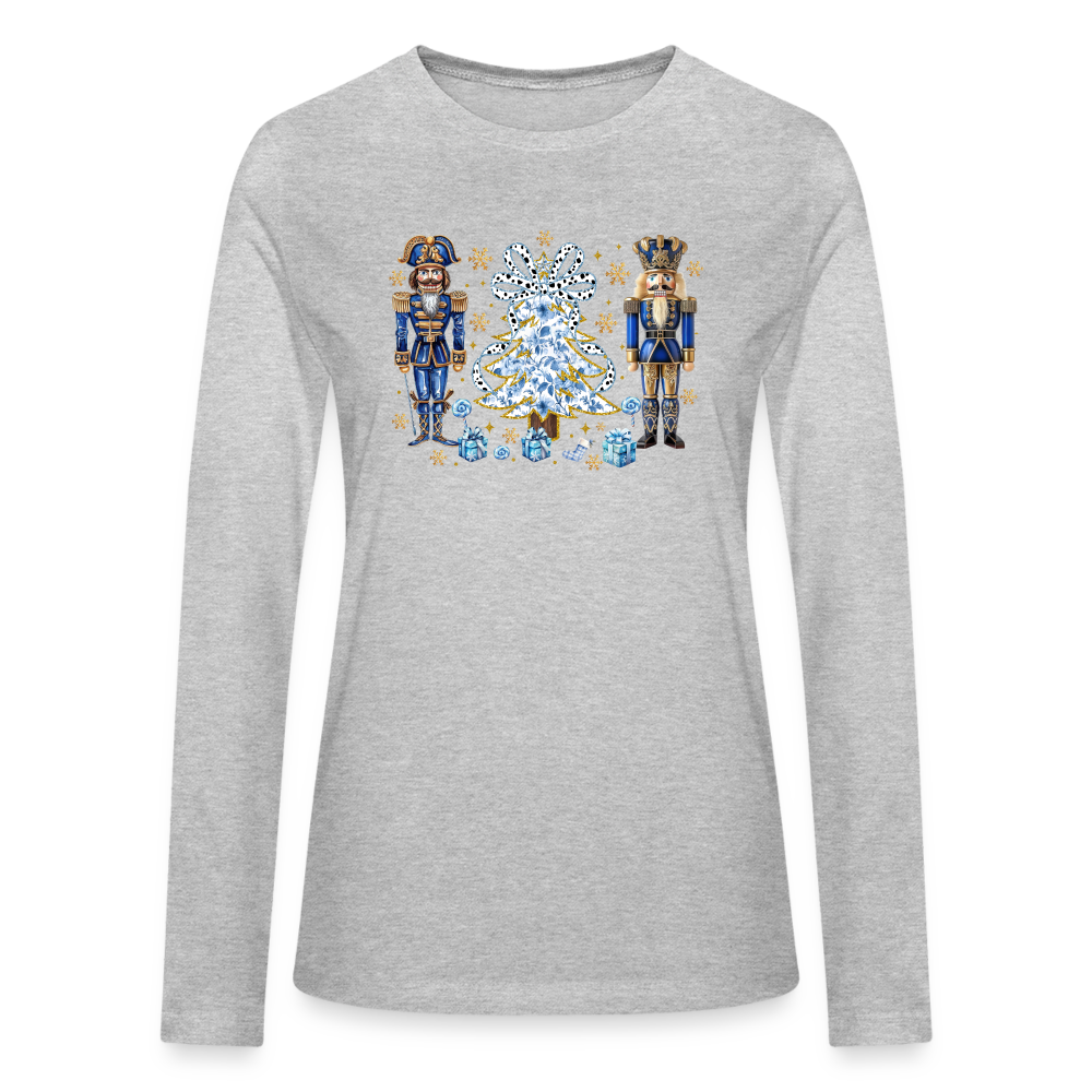 Christmas Nutcracker Bella + Canvas Women's Long Sleeve T-Shirt - heather gray