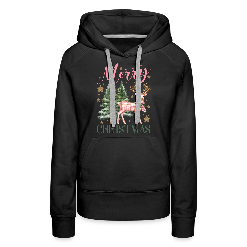 Charming Pink Merry Christmas Women’s Premium Hoodie - black