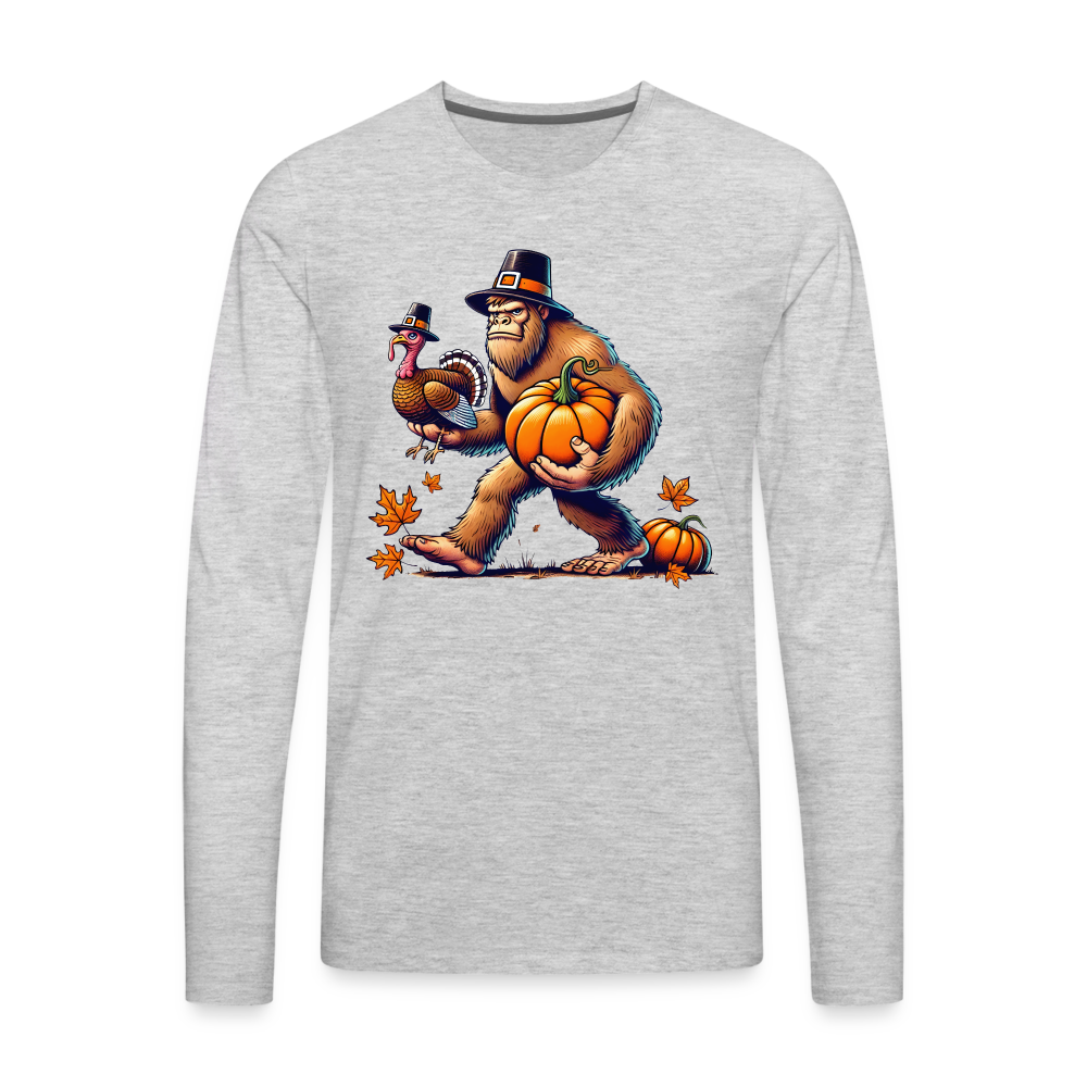 Bigfoot Thanksgiving Men's Long Sleeve T-Shirt - heather gray