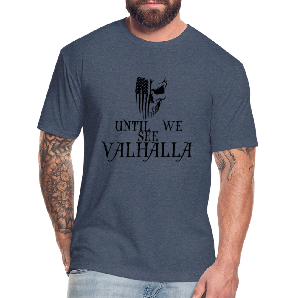 Until We See Valhalla USA Skull Fitted Cotton/Poly Men's T-Shirt by Next Level - heather navy