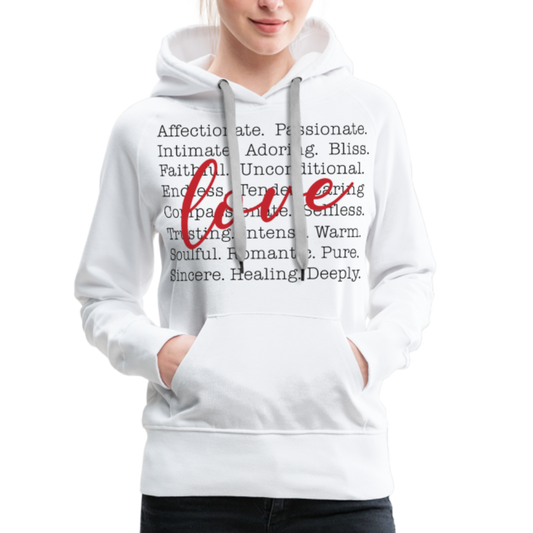 Bold Love Synonyms Women’s Premium Hoodie - white