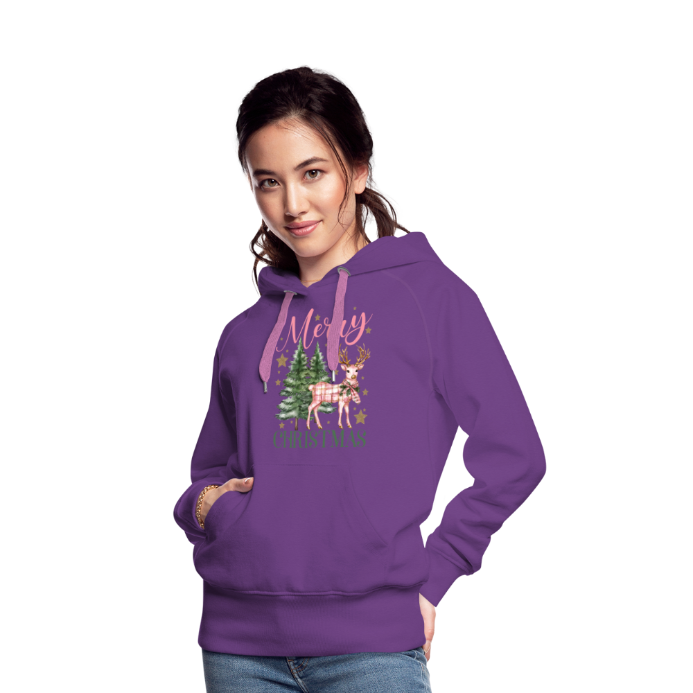 Charming Pink Merry Christmas Women’s Premium Hoodie - purple 