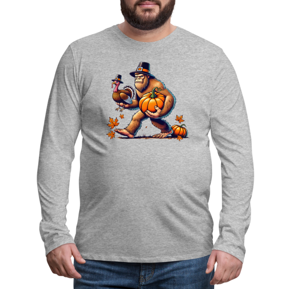 Bigfoot Thanksgiving Men's Long Sleeve T-Shirt - heather gray