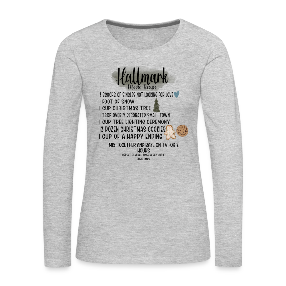 Christmas Movie Recipe Women's Premium Long Sleeve T-Shirt - heather gray