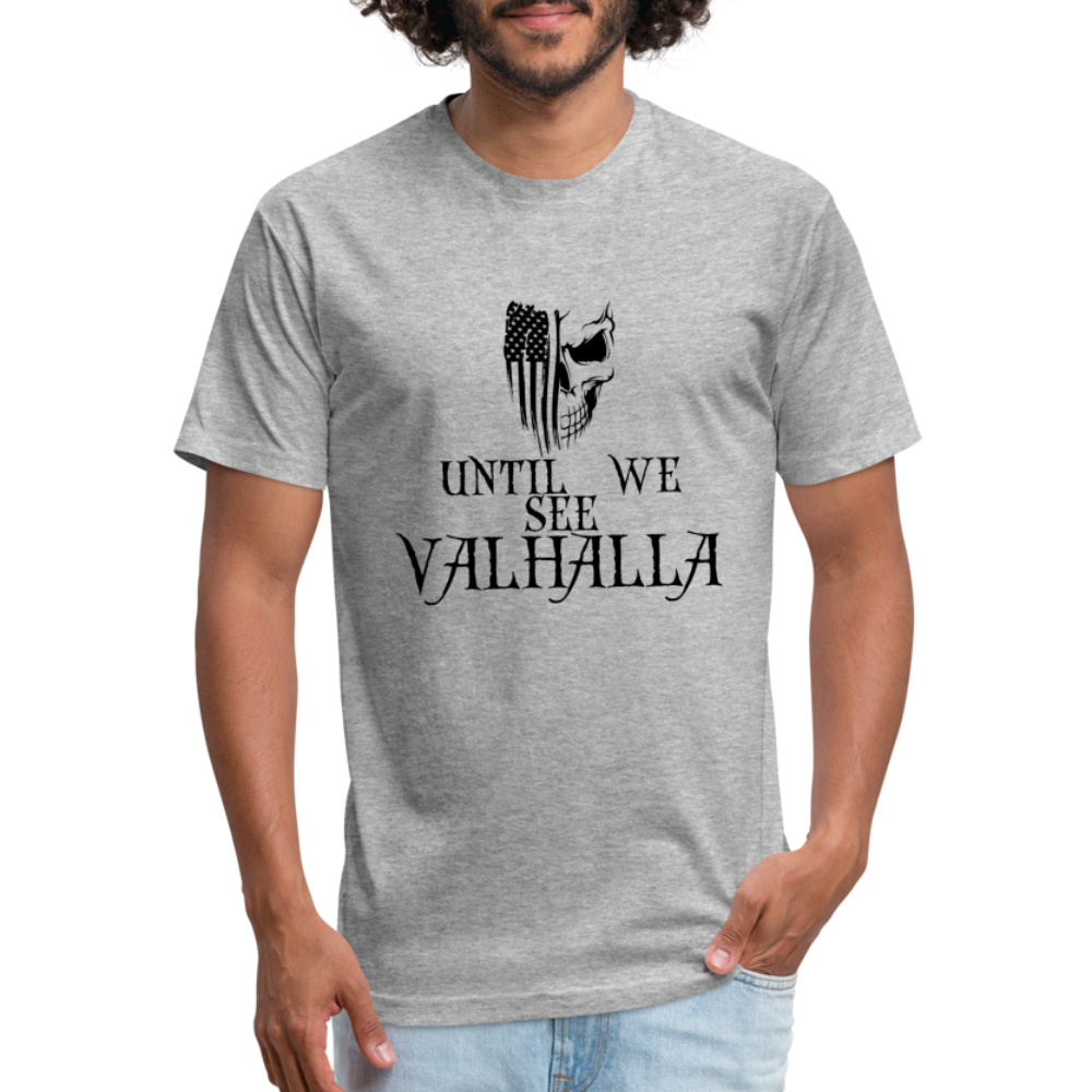 Until We See Valhalla USA Skull Fitted Cotton/Poly Men's T-Shirt by Next Level - heather gray