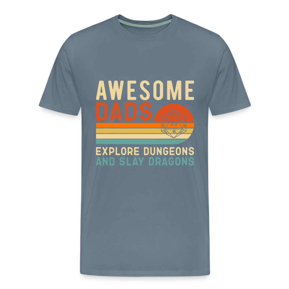 Awesome Dads Slay Dragons Men's Premium T-Shirt - steel blue