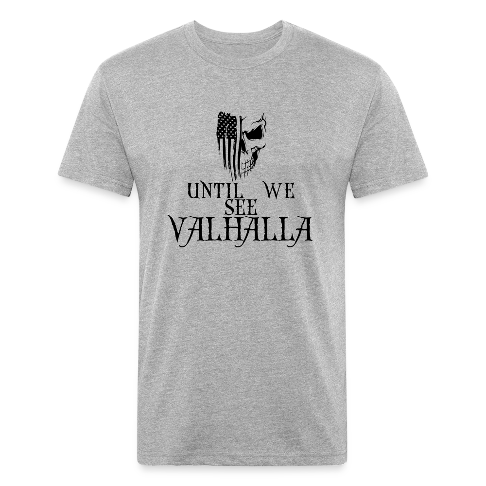 Until We See Valhalla USA Skull Fitted Cotton/Poly Men's T-Shirt by Next Level - heather gray