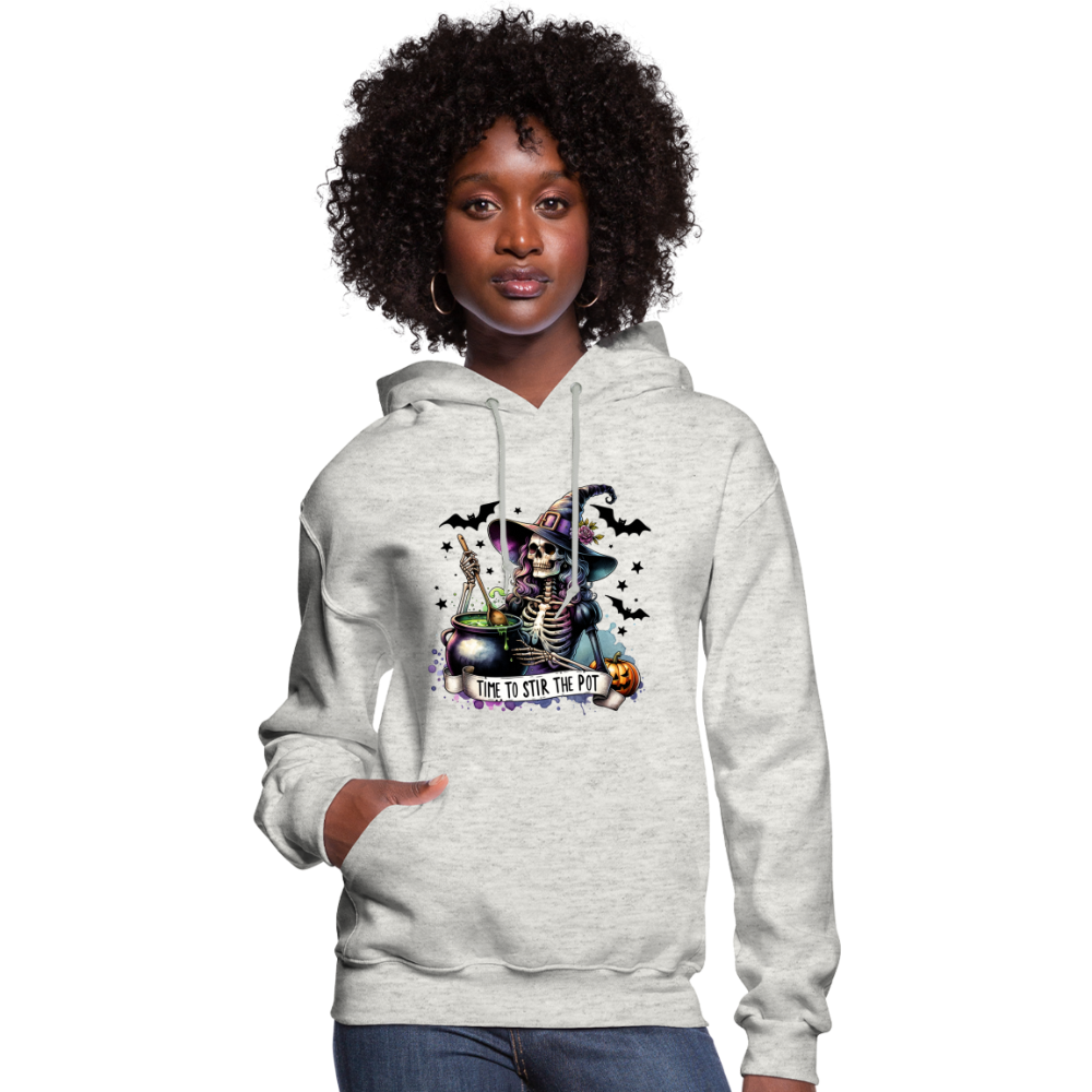 Time to Stir the Pot: Witchy Halloween Womens Hoodie - heather oatmeal