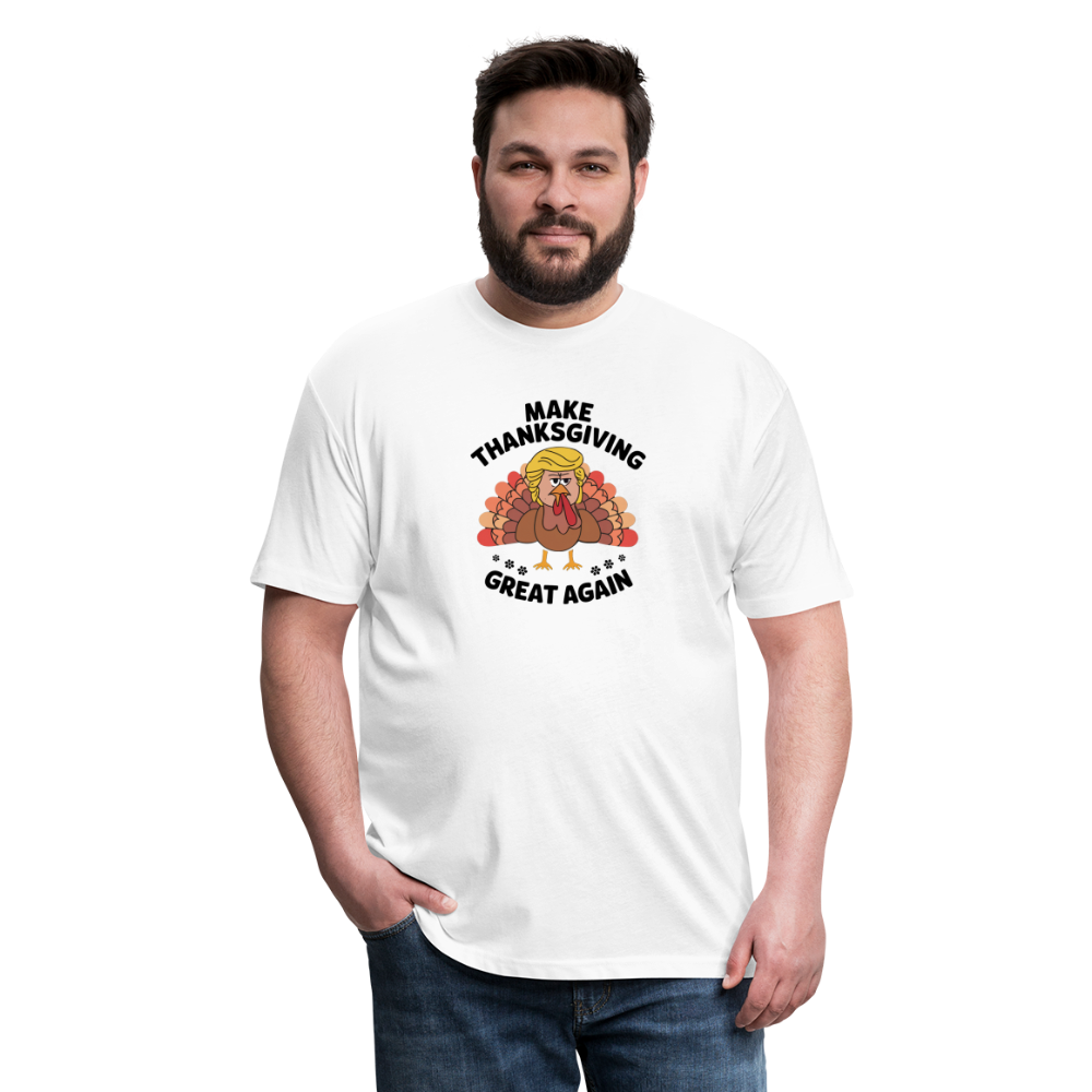 Make Thanksgiving Great Again Men's Fitted Cotton/Poly T-Shirt - white