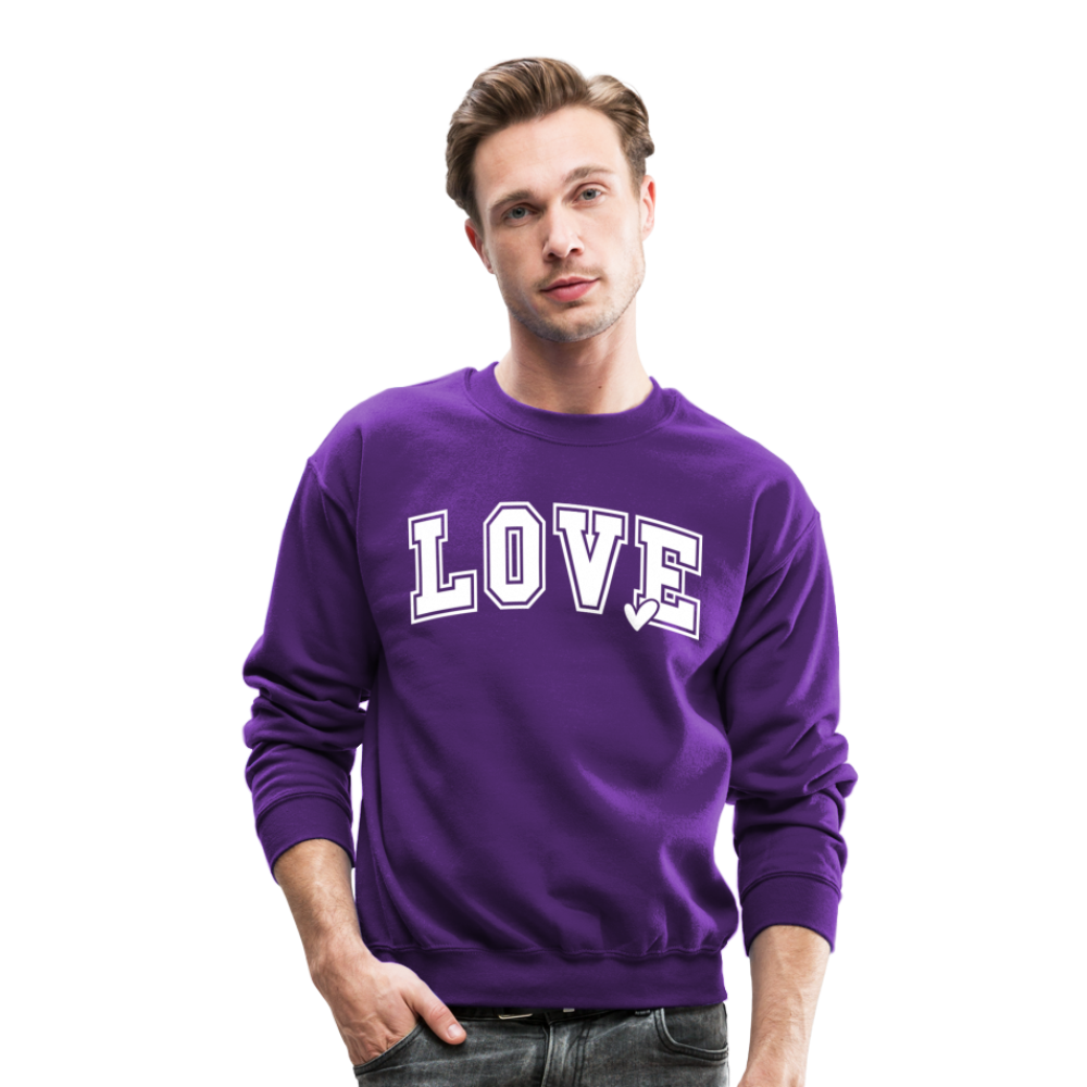 Valentine’s Day Unisex Crewneck Sweatshirt – "Love" Edition - purple