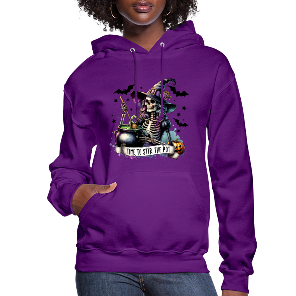 Time to Stir the Pot: Witchy Halloween Womens Hoodie - purple