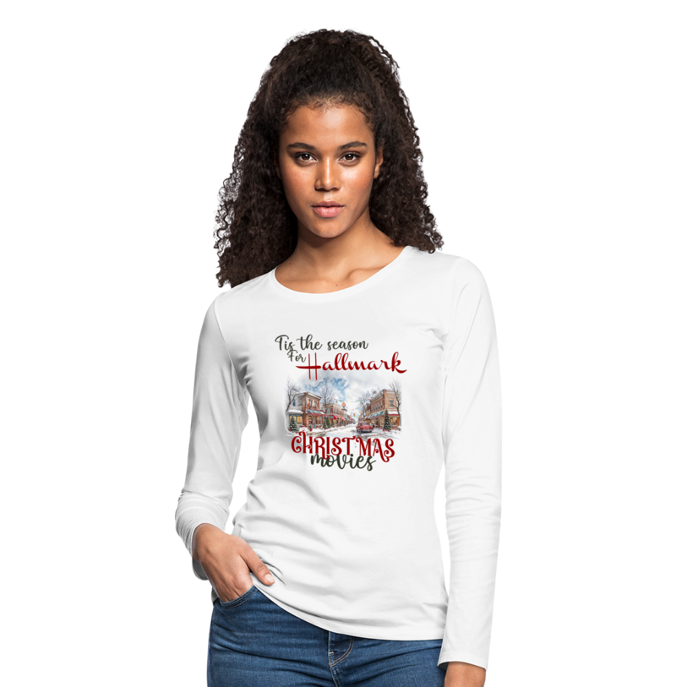 Tis the season for Christmas movies Women's Premium Long Sleeve T-Shirt - white