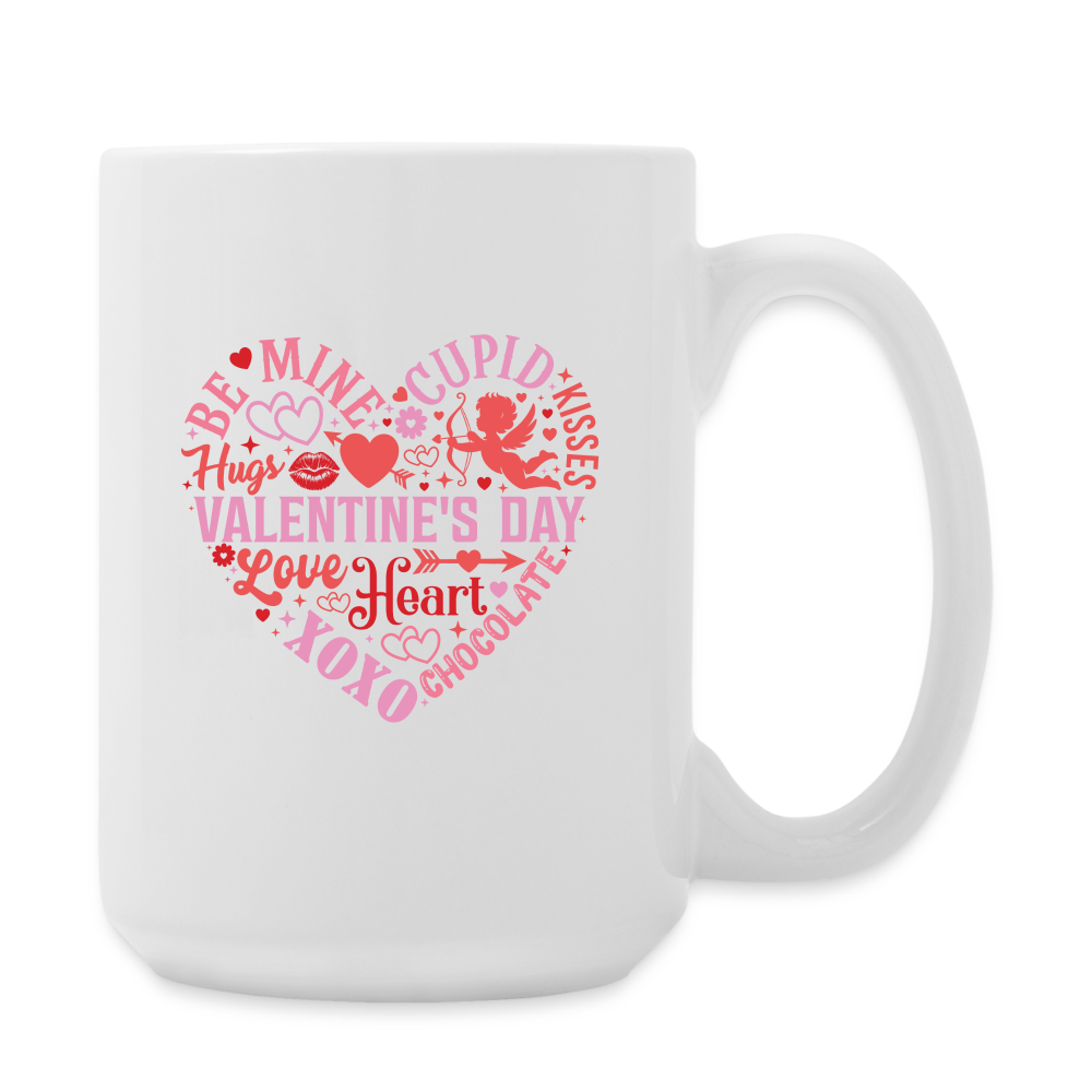 Valentine’s Day Mug 15oz– Heart of Love Words Design - white