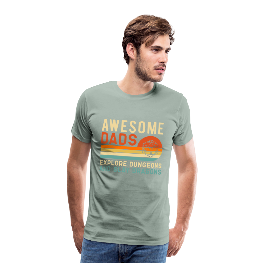 Awesome Dads Slay Dragons Men's Premium T-Shirt - steel green