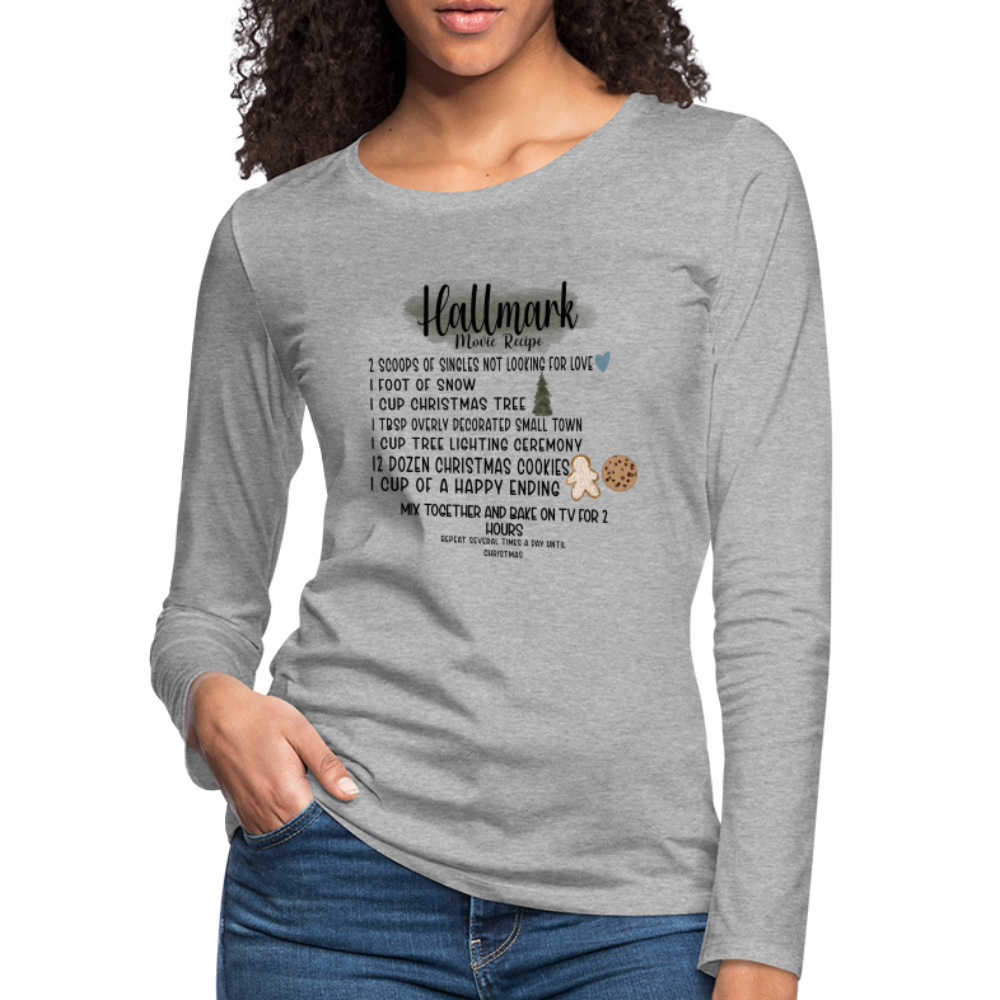 Christmas Movie Recipe Women's Premium Long Sleeve T-Shirt - heather gray