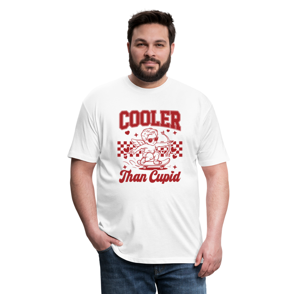 Men’s Graphic Fitted Tee - Cooler Than Cupid Design - white