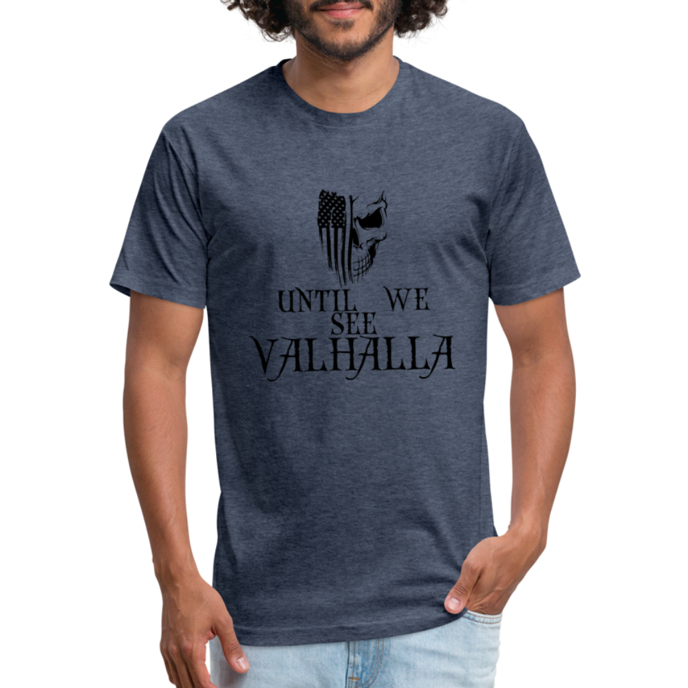 Until We See Valhalla USA Skull Fitted Cotton/Poly Men's T-Shirt by Next Level - heather navy