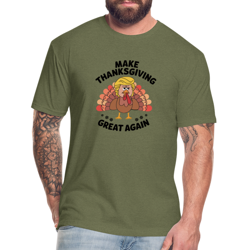 Make Thanksgiving Great Again Men's Fitted Cotton/Poly T-Shirt - heather military green