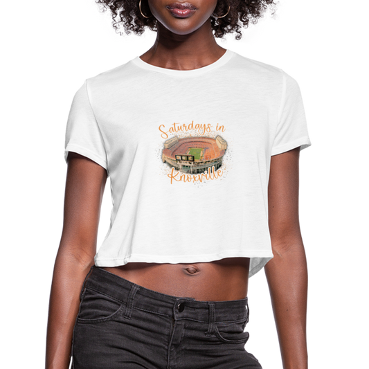 Saturdays in Knoxville Women's Cropped T-Shirt - white