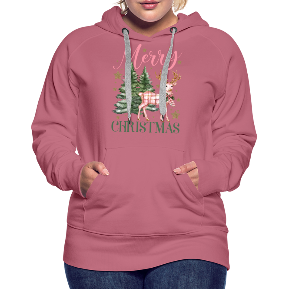 Charming Pink Merry Christmas Women’s Premium Hoodie - mauve