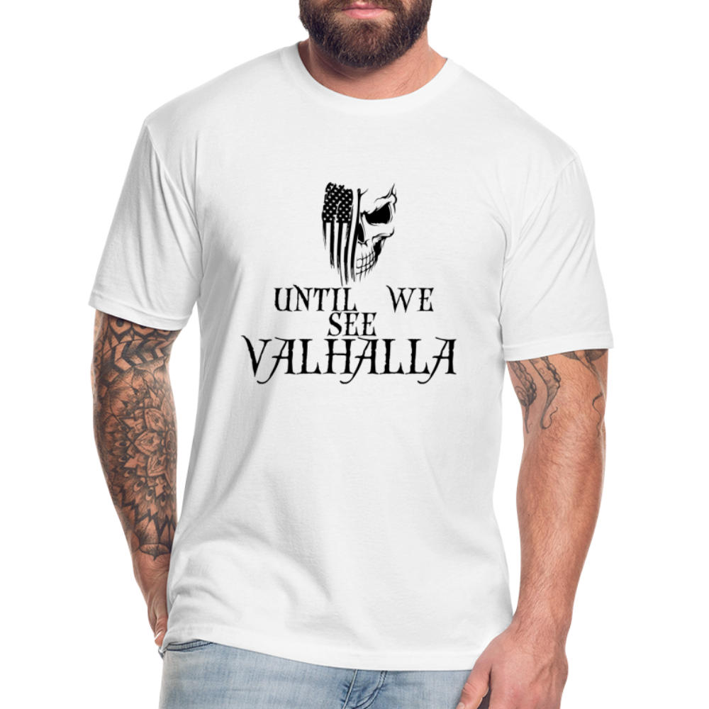 Until We See Valhalla USA Skull Fitted Cotton/Poly Men's T-Shirt by Next Level - white