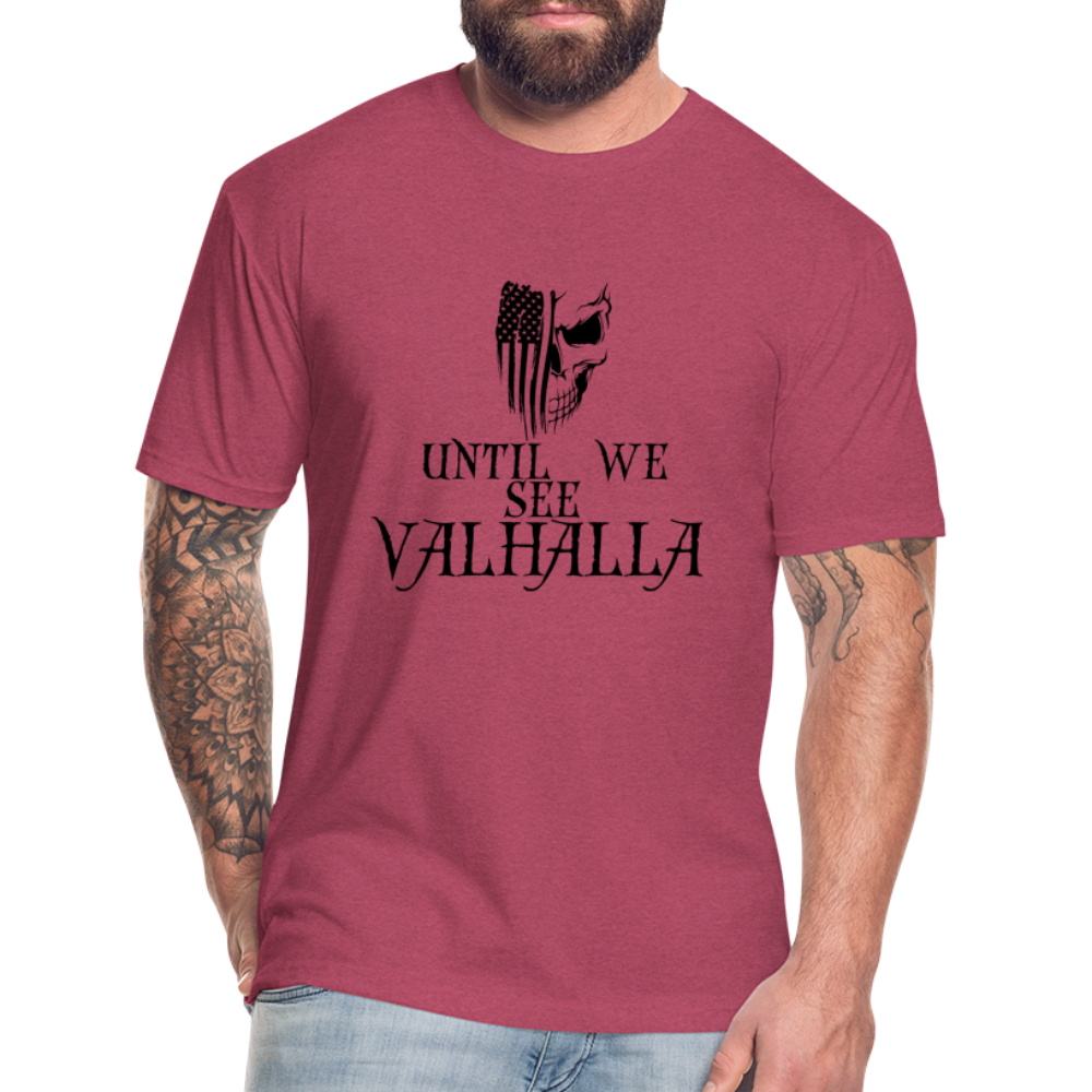 Until We See Valhalla USA Skull Fitted Cotton/Poly Men's T-Shirt by Next Level - heather burgundy