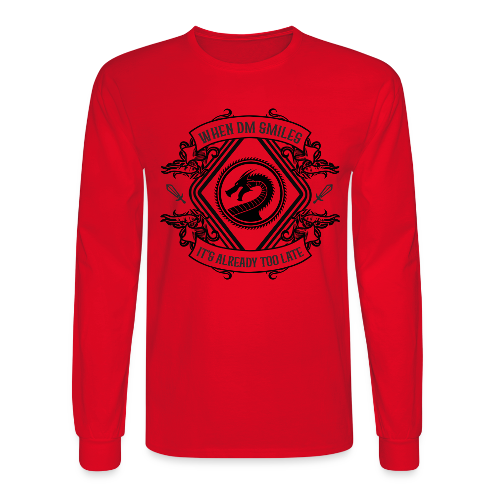 When the DM Smiles, It’s Already Too Late D&D-inspired Men's Long Sleeve T-Shirt - red