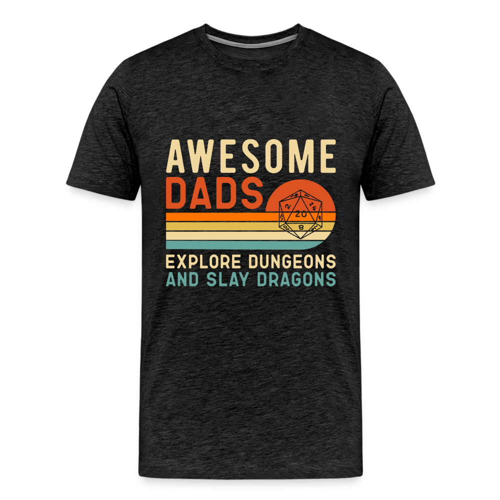 Awesome Dads Slay Dragons Men's Premium T-Shirt - charcoal grey